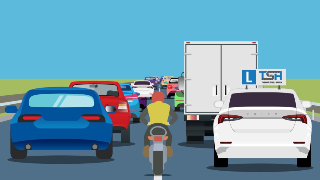 Motorrijders in file motorrijder-tussen-file-door-spiegelcheck